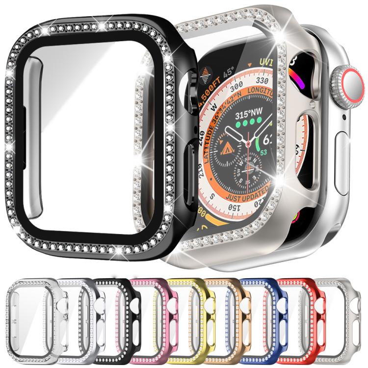xDfind シングルロー ダイヤモンド 強化ガラスフィルム 一体型 PC 時計ケース、Apple Watch シリーズ 44mm 用、Apple Watch シリーズ 40mm 用、Apple Watch シリーズ 11 46mm / 10 46mm 用、Apple Watch シリーズ 11 42mm / 10 42mm 用、Apple Watch Ultra 3 / 2 / 1 49mm 用