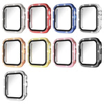 xDfind Single Row Diamond Tempered Glass Film Integrated PC Watch Case, For Apple Watch Series 9 / 8 / 7 45mm, For Apple Watch Series 9 / 8 / 7 41mm, For Apple Watch Series 3 / 2 / 1 38mm, For Apple Watch Series 3 / 2 / 1 42mm