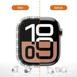 xDfind Single Row Diamond Tempered Glass Film Integrated PC Watch Case, For Apple Watch Series 9 / 8 / 7 45mm, For Apple Watch Series 9 / 8 / 7 41mm, For Apple Watch Series 3 / 2 / 1 38mm, For Apple Watch Series 3 / 2 / 1 42mm