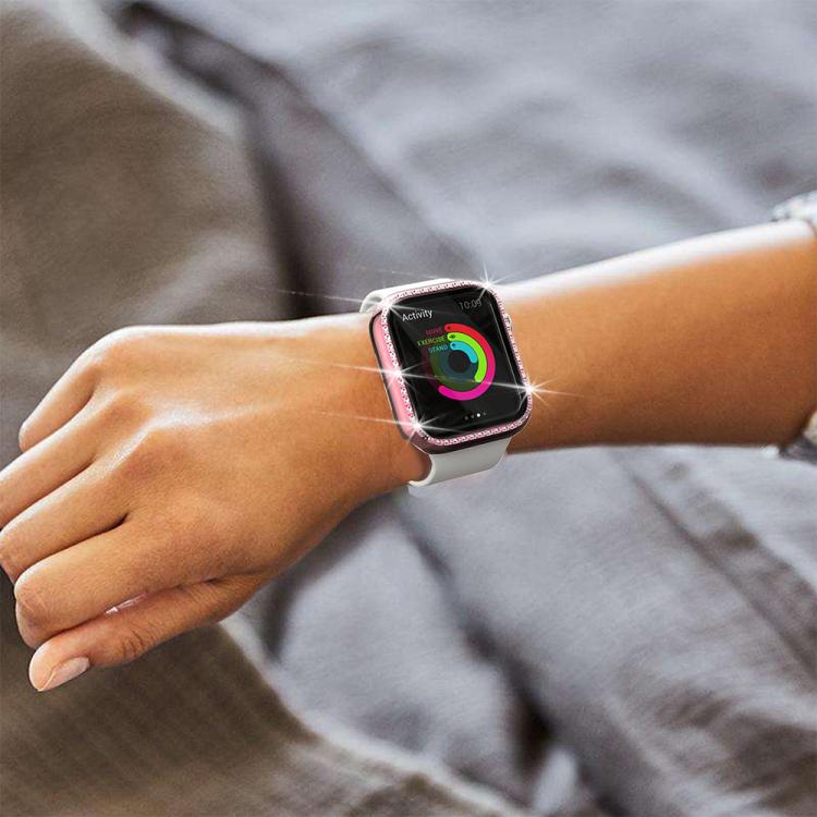 xDfind Single Row Diamond Tempered Glass Film Integrated PC Watch Case, For Apple Watch Series 9 / 8 / 7 45mm, For Apple Watch Series 9 / 8 / 7 41mm, For Apple Watch Series 3 / 2 / 1 38mm, For Apple Watch Series 3 / 2 / 1 42mm