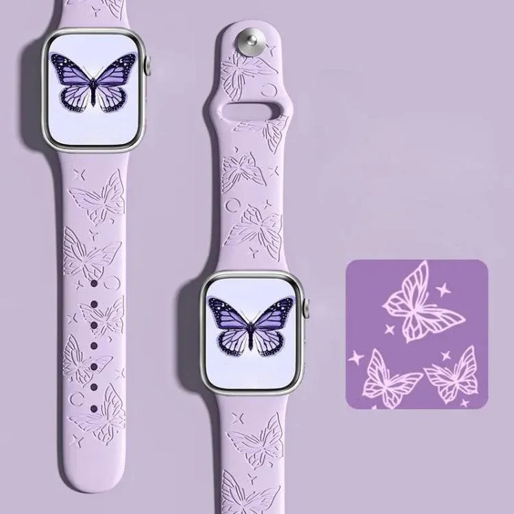 xDfind 3D レーザー彫刻 シリコン 時計バンド、Apple Watch 42 / 44 / 45 / 46 / 49mm 用、Apple Watch 38 / 40 / 41 / S11 42mm 用