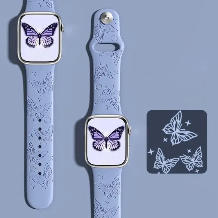 xDfind 3D レーザー彫刻 シリコン 時計バンド、Apple Watch 42 / 44 / 45 / 46 / 49mm 用、Apple Watch 38 / 40 / 41 / S11 42mm 用