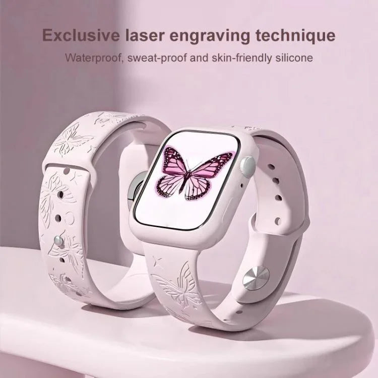 xDfind 3D レーザー彫刻 シリコン 時計バンド、Apple Watch 42 / 44 / 45 / 46 / 49mm 用、Apple Watch 38 / 40 / 41 / S11 42mm 用