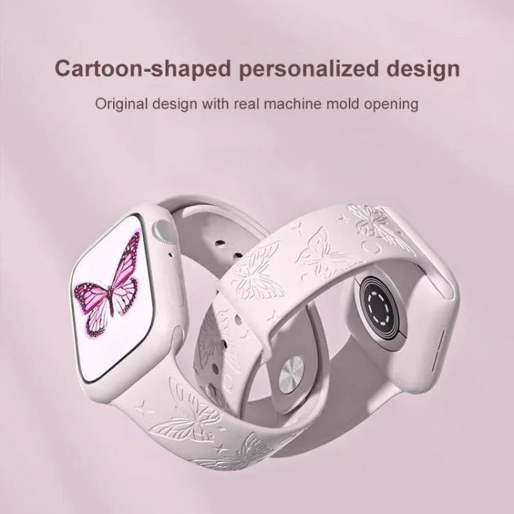 xDfind 3D レーザー彫刻 シリコン 時計バンド、Apple Watch 42 / 44 / 45 / 46 / 49mm 用、Apple Watch 38 / 40 / 41 / S11 42mm 用