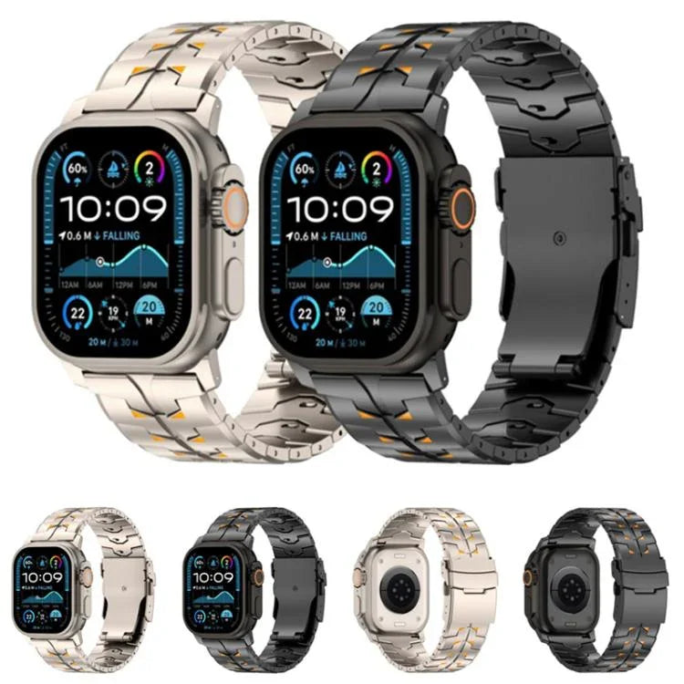 26mm 幅 デュアルカラー 取り外し可能 セーフティクラスプ チタン合金 時計バンド、Apple Watch 46mm / 49mm / 45mm / 44mm 用