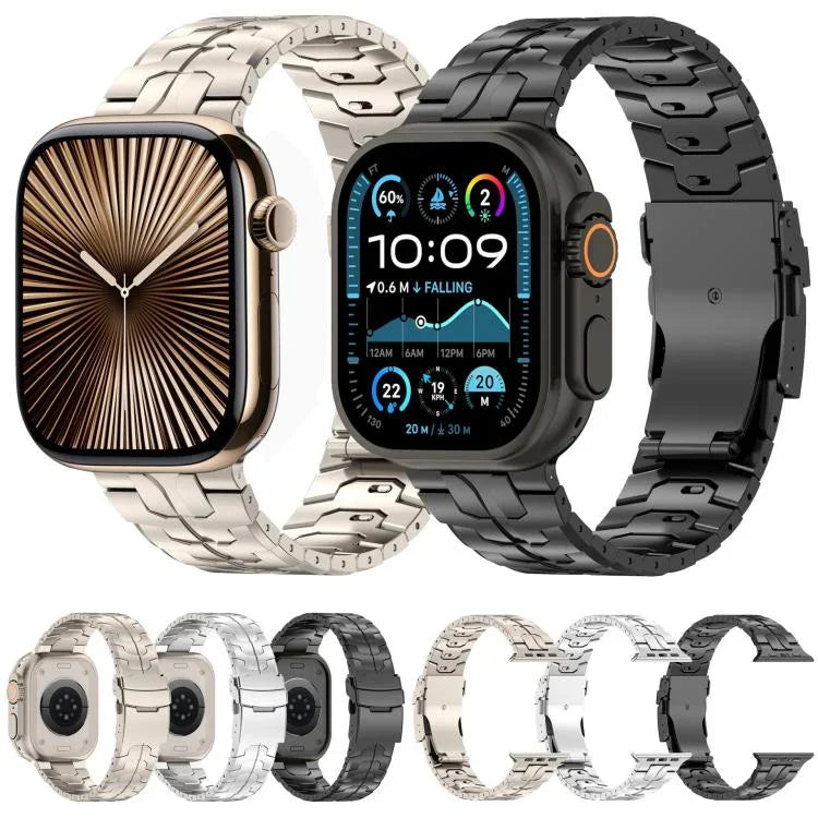 取り外し可能 セーフティクラスプ チタン合金 時計バンド、Apple Watch 46mm / 49mm / 45mm / 44mm 用、Apple Watch 42mm / 41mm / 40mm / 38mm 用