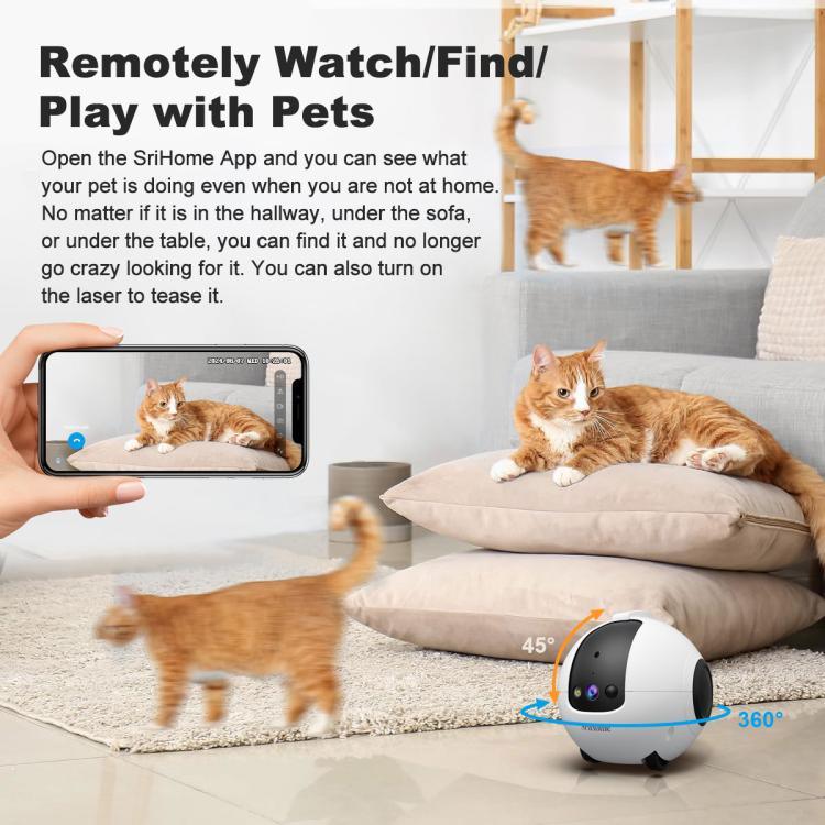 SriHome DH013 4MP スマートペットロボットカメラ、米国プラグ、英国プラグ、EUプラグ、オーストラリアプラグ