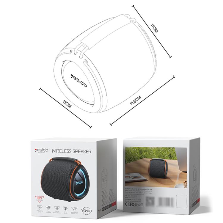 Yesido YSW40 8W ミニポータブルBluetoothスピーカー、YSW40