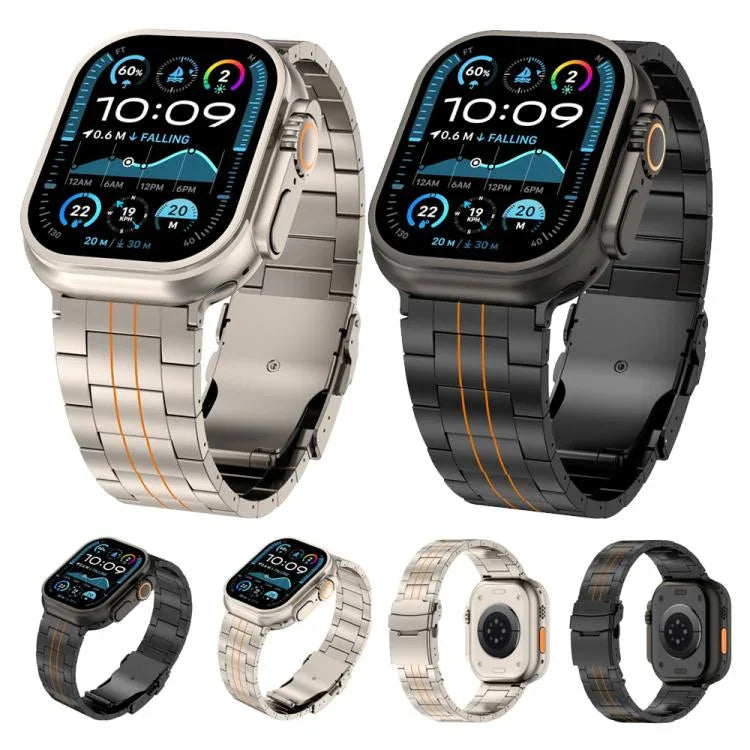スリービーズ セーフティクラスプ チタン合金 時計バンド、Apple Watch 46mm / 49mm / 45mm / 44mm 用、Apple Watch 42mm / 41mm / 40mm / 38mm 用
