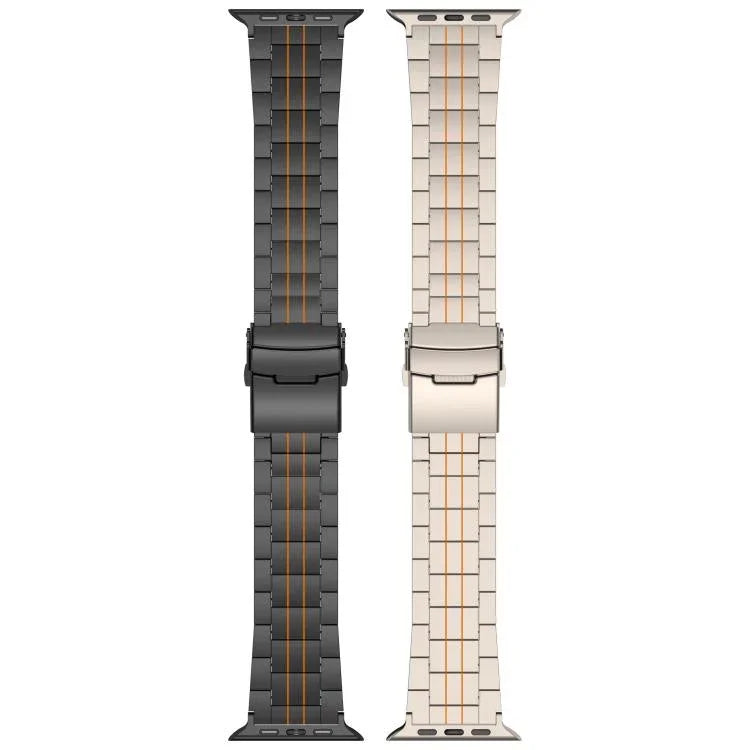 スリービーズ セーフティクラスプ チタン合金 時計バンド、Apple Watch 46mm / 49mm / 45mm / 44mm 用、Apple Watch 42mm / 41mm / 40mm / 38mm 用