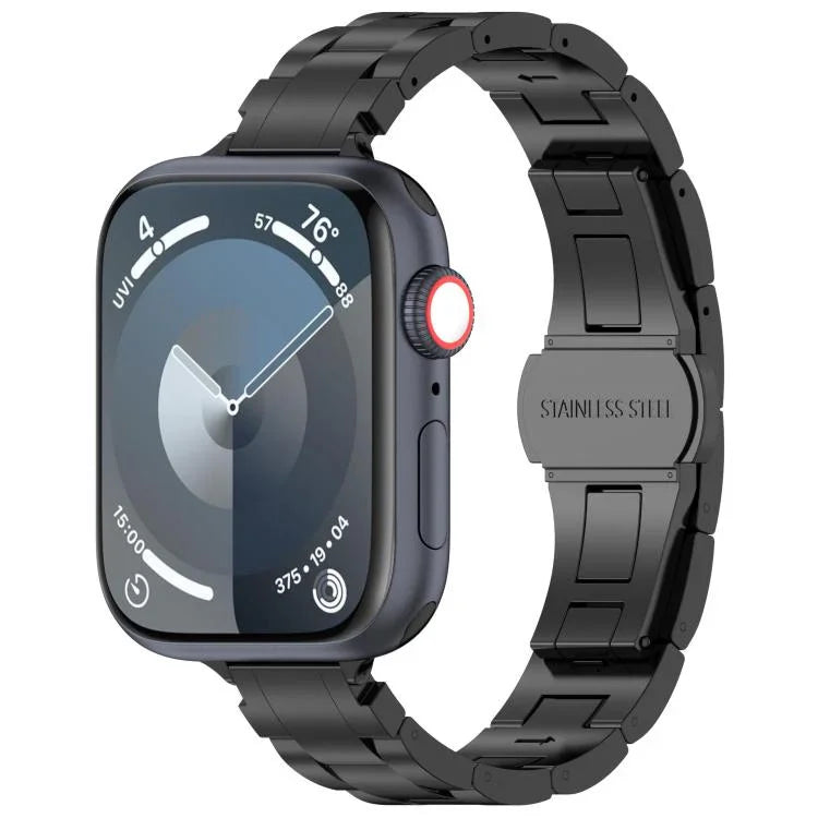 スリムウエスト スリービーズ バタフライバックル チタン合金 時計バンド、Apple Watch 46mm / 49mm / 45mm / 44mm 用、Apple Watch 42mm / 41mm / 40mm / 38mm 用