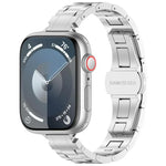 スリムウエスト スリービーズ バタフライバックル チタン合金 時計バンド、Apple Watch 46mm / 49mm / 45mm / 44mm 用、Apple Watch 42mm / 41mm / 40mm / 38mm 用