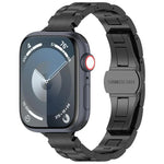 スリムウエスト スリービーズ バタフライバックル チタン合金 時計バンド、Apple Watch 46mm / 49mm / 45mm / 44mm 用、Apple Watch 42mm / 41mm / 40mm / 38mm 用