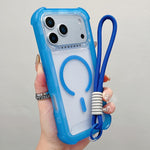透明マットTPUハイブリッドPC 3-in-1 MagSafeスマホケース（リストストラップ付き）、iPhone 17 Pro Max用、iPhone 17 Pro用、iPhone 17用、iPhone Air用、iPhone 16 Pro Max用、iPhone 16 Pro用、iPhone 16 Plus用、iPhone 16用