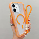 透明マットTPUハイブリッドPC 3-in-1 MagSafeスマホケース（リストストラップ付き）、iPhone 17 Pro Max用、iPhone 17 Pro用、iPhone 17用、iPhone Air用、iPhone 16 Pro Max用、iPhone 16 Pro用、iPhone 16 Plus用、iPhone 16用