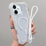 透明マットTPUハイブリッドPC 3-in-1 MagSafeスマホケース（リストストラップ付き）、iPhone 17 Pro Max用、iPhone 17 Pro用、iPhone 17用、iPhone Air用、iPhone 16 Pro Max用、iPhone 16 Pro用、iPhone 16 Plus用、iPhone 16用