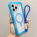 透明マットTPUハイブリッドPC 3-in-1 MagSafeスマホケース（リストストラップ付き）、iPhone 17 Pro Max用、iPhone 17 Pro用、iPhone 17用、iPhone Air用、iPhone 16 Pro Max用、iPhone 16 Pro用、iPhone 16 Plus用、iPhone 16用