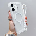 透明マットTPUハイブリッドPC 3-in-1 MagSafeスマホケース（リストストラップ付き）、iPhone 17 Pro Max用、iPhone 17 Pro用、iPhone 17用、iPhone Air用、iPhone 16 Pro Max用、iPhone 16 Pro用、iPhone 16 Plus用、iPhone 16用