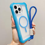 透明マットTPUハイブリッドPC 3-in-1 MagSafeスマホケース（リストストラップ付き）、iPhone 15 Pro Max用、iPhone 15 Pro用、iPhone 15 Plus用、iPhone 15用、iPhone 14 Plus用、iPhone 14用、iPhone 14 Pro用、iPhone 14 Pro Max用