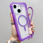 透明マットTPUハイブリッドPC 3-in-1 MagSafeスマホケース（リストストラップ付き）、iPhone 15 Pro Max用、iPhone 15 Pro用、iPhone 15 Plus用、iPhone 15用、iPhone 14 Plus用、iPhone 14用、iPhone 14 Pro用、iPhone 14 Pro Max用