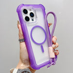 透明マットTPUハイブリッドPC 3-in-1 MagSafeスマホケース（リストストラップ付き）、iPhone 15 Pro Max用、iPhone 15 Pro用、iPhone 15 Plus用、iPhone 15用、iPhone 14 Plus用、iPhone 14用、iPhone 14 Pro用、iPhone 14 Pro Max用
