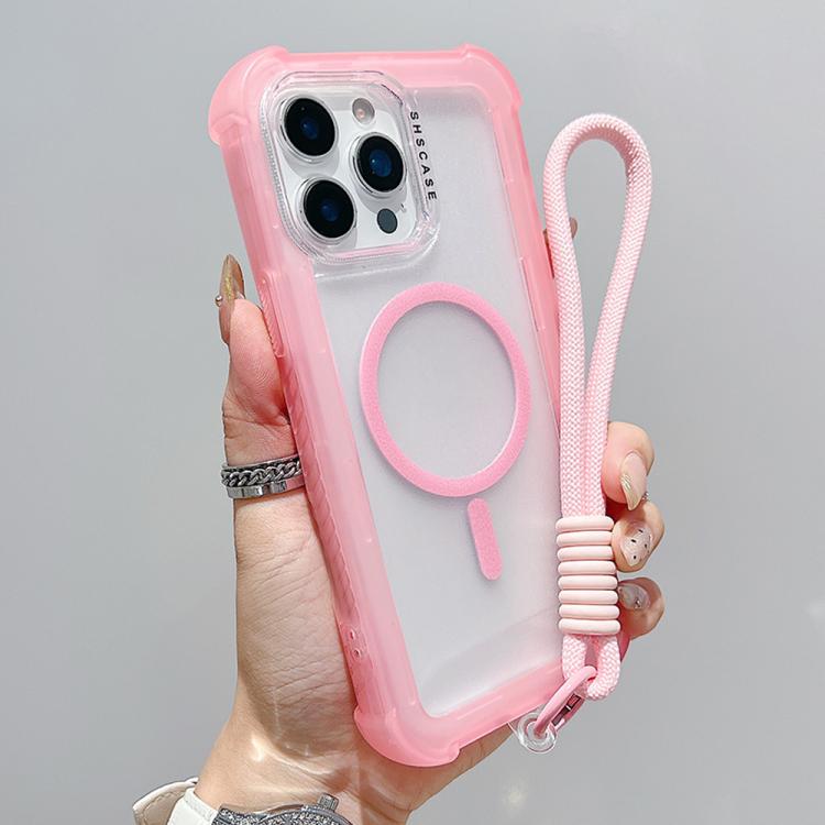 Transparent Matte TPU Hybrid PC 3-in-1 MagSafe Phone Case with Wrist Strap, For iPhone 13 Pro Max, For iPhone 13 Pro, For iPhone 13, For iPhone 12 Pro Max