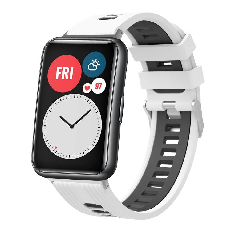 xDfind Dual Color Silver Buckle Silicone Watch Band, For Huawei Watch Fit New