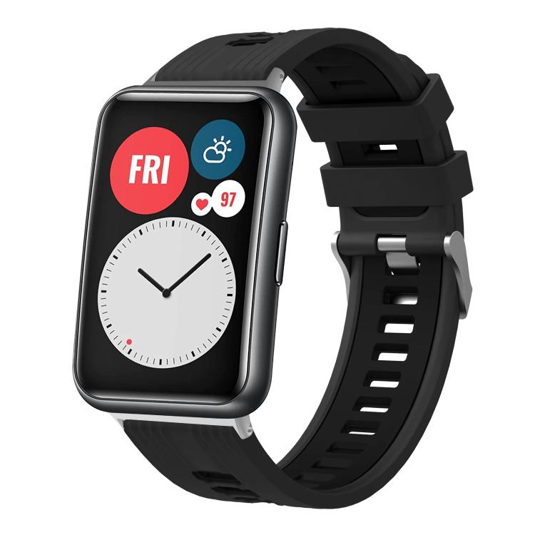 xDfind Dual Color Silver Buckle Silicone Watch Band, For Huawei Watch Fit New