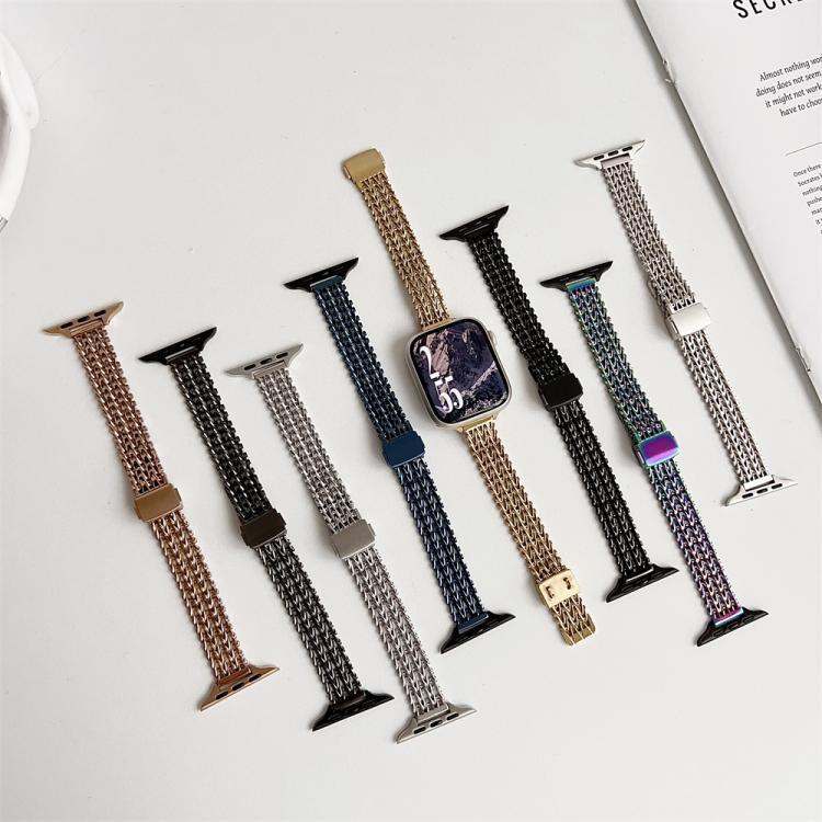 スリム磁気スナップクラスプ スチールメッシュメタルウォッチバンド、Apple Watch 46mm / 49mm / 45mm / 44mm用、Apple Watch 42mm / 41mm / 40mm / 38mm用