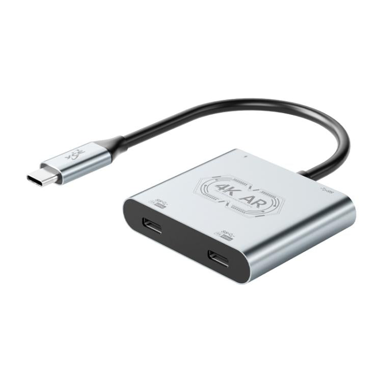 V77G 4K 60Hz USB-C / Type-C からデュアルType-C、PD 100W、USB 3.0 ARグラス充電変換アダプター