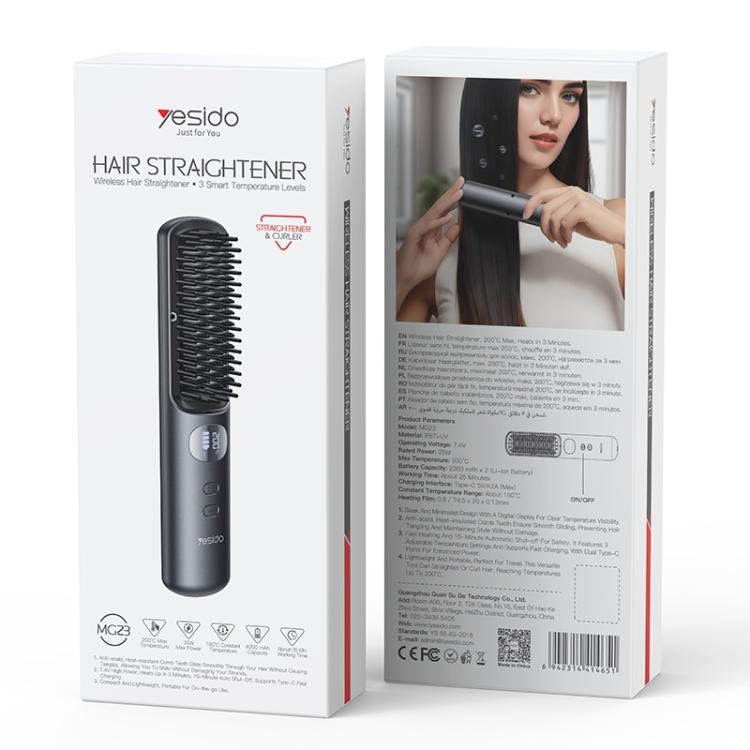 Yesido MG23 スマート温度調節コードレスヘアストレートナー