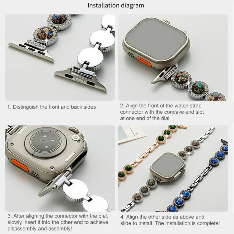 xDfind スパークリングダイヤモンドジュエリーメタルウォッチバンド、Apple Watch 42 / 44 / 45 / 46 / 49mm用、Apple Watch 38 / 40 / 41 / S11 42mm用