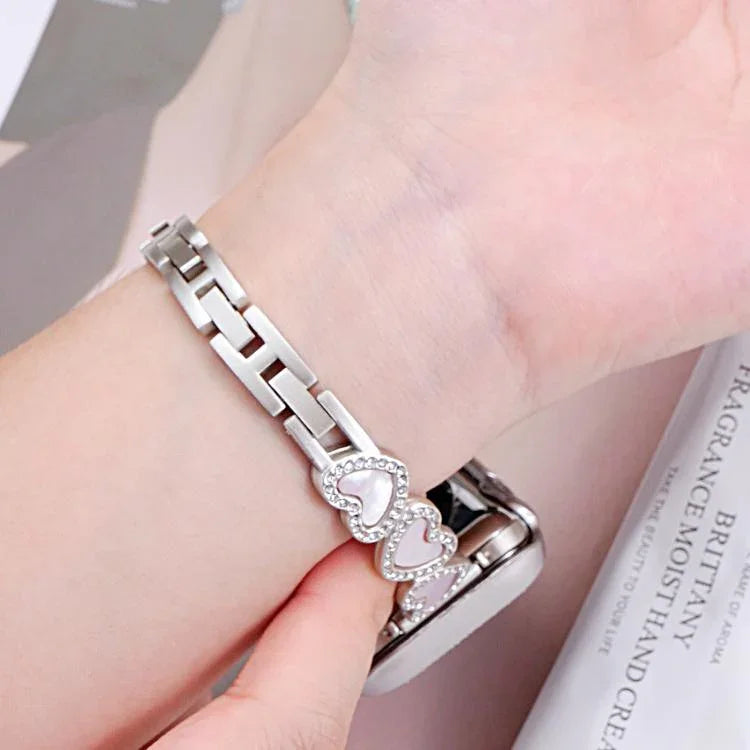 xDfind ハート型シェルメタルウォッチバンド、Apple Watch 42 / 44 / 45 / 46 / 49mm用、Apple Watch 38 / 40 / 41 / S11 42mm用