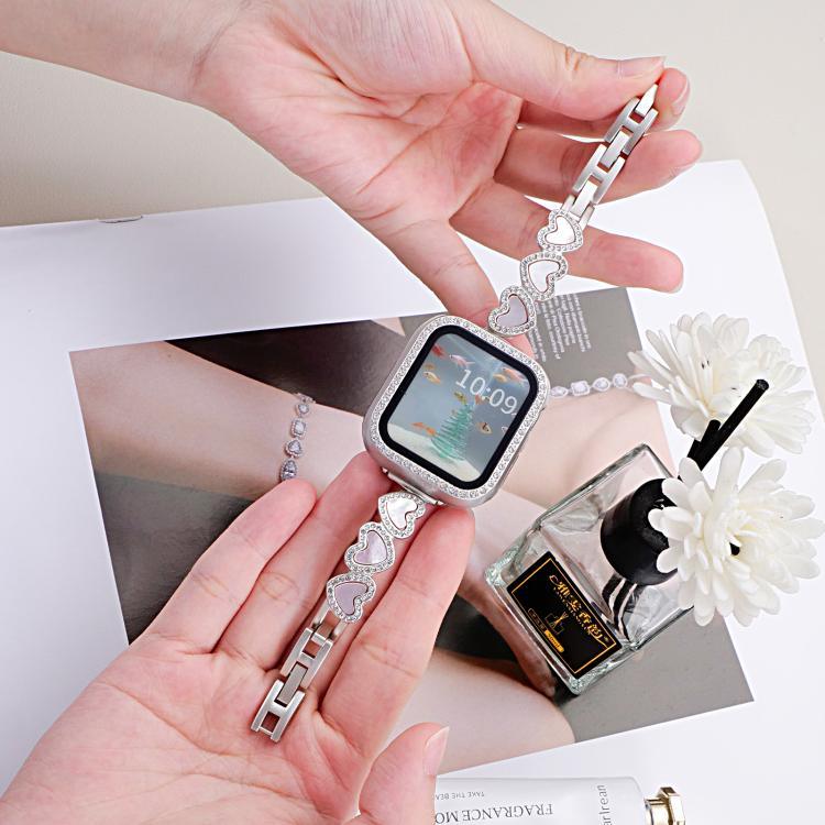 xDfind ハート型シェルメタルウォッチバンド、Apple Watch 42 / 44 / 45 / 46 / 49mm用、Apple Watch 38 / 40 / 41 / S11 42mm用