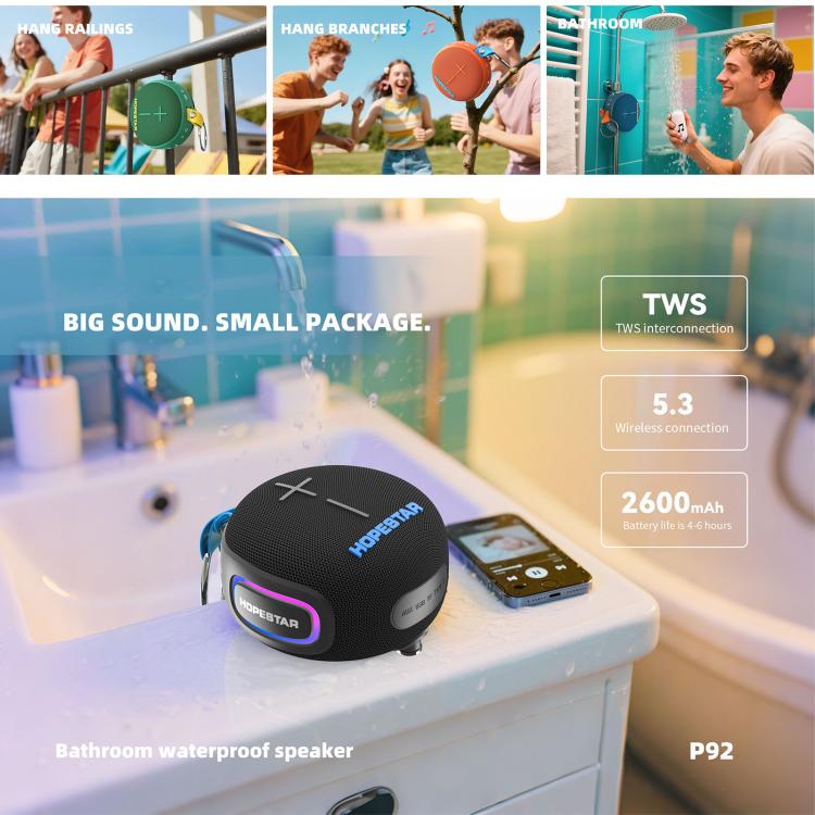 HOPESTAR P92 15W 屋外用IPX7防水ワイヤレスBluetoothスピーカー