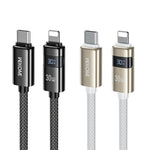 WK WDC-104 Raython 2 デジタルディスプレイ 30W Type-C から 8ピン 高速充電データケーブル、長さ: 1.2m、WDC-104