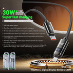 WK WDC-104 Raython 2 デジタルディスプレイ 30W Type-C から 8ピン 高速充電データケーブル、長さ: 1.2m、WDC-104