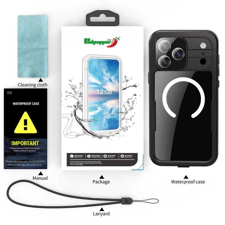 RedPepper IP68 防水 トリプルプルーフ MagSafe スマホケース、iPhone 17 Pro Max 用、iPhone 17 Pro 用、iPhone Air 用
