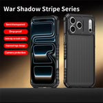 War Shadowストライプシリーズエアバッグマット衝撃吸収スマホケース、iPhone 17 Pro Max用、iPhone 17 Pro用