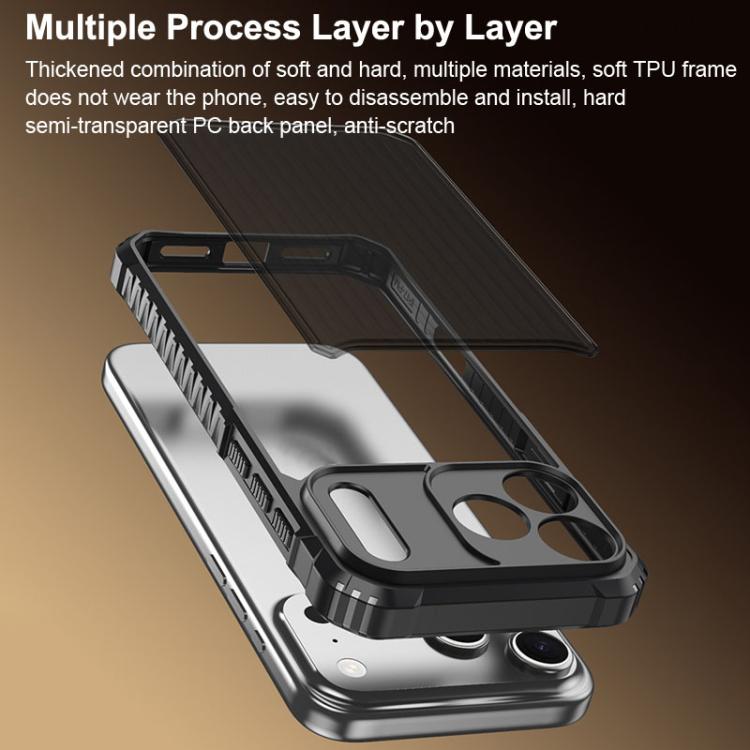 War Shadowストライプシリーズエアバッグマット衝撃吸収スマホケース、iPhone 17 Pro Max用、iPhone 17 Pro用