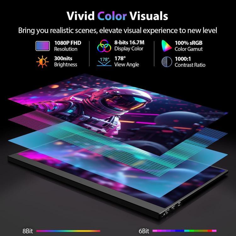 P161Q10G 16.1インチ 2.5K ポータブルモニター 144Hz 拡張スクリーン、16.1インチ 2.5K 144Hz