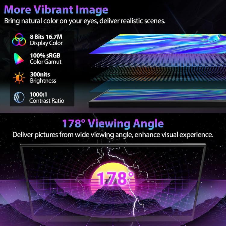 P161Q10G 16.1インチ 2.5K ポータブルモニター 144Hz 拡張スクリーン、16.1インチ 2.5K 144Hz