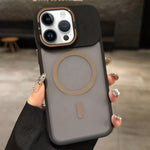 Skin Feel Frosted Metal Lens Holder MagSafe Magnetic Phone Case, For iPhone 14 Pro, For iPhone 14 Pro Max, For iPhone 13 Pro Max, For iPhone 13 Pro, For iPhone 13, For iPhone 12