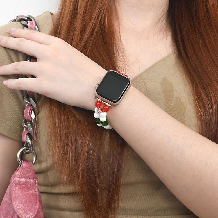幅20mm クリスマスビーズチェーンウォッチバンド、Apple Watch 46mm / 49mm / 45mm / 44mm用、Apple Watch 42mm / 41mm / 40mm / 38mm用