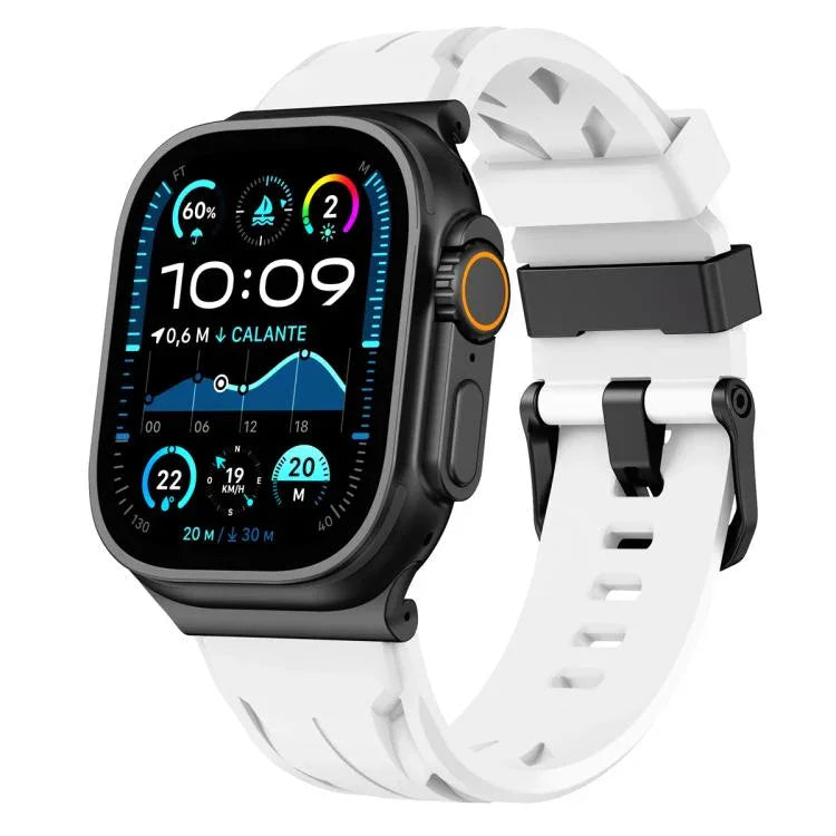 ブラックピンバックル シリコンウォッチバンド、Apple Watch 46mm / 49mm / 45mm / 44mm用、Apple Watch 42mm / 41mm / 40mm / 38mm用
