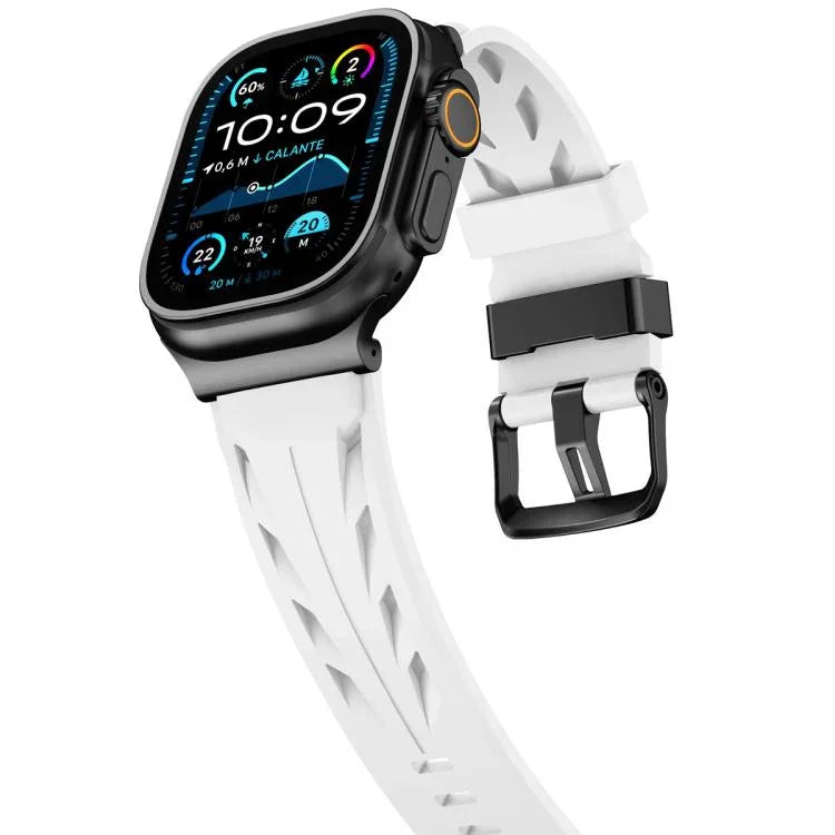 ブラックピンバックル シリコンウォッチバンド、Apple Watch 46mm / 49mm / 45mm / 44mm用、Apple Watch 42mm / 41mm / 40mm / 38mm用