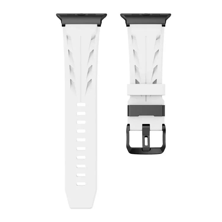 ブラックピンバックル シリコンウォッチバンド、Apple Watch 46mm / 49mm / 45mm / 44mm用、Apple Watch 42mm / 41mm / 40mm / 38mm用