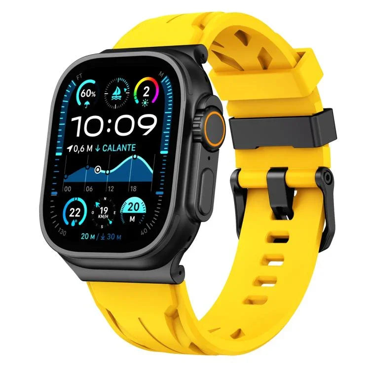 ブラックピンバックル シリコンウォッチバンド、Apple Watch 46mm / 49mm / 45mm / 44mm用、Apple Watch 42mm / 41mm / 40mm / 38mm用
