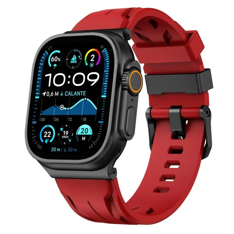 ブラックピンバックル シリコンウォッチバンド、Apple Watch 46mm / 49mm / 45mm / 44mm用、Apple Watch 42mm / 41mm / 40mm / 38mm用