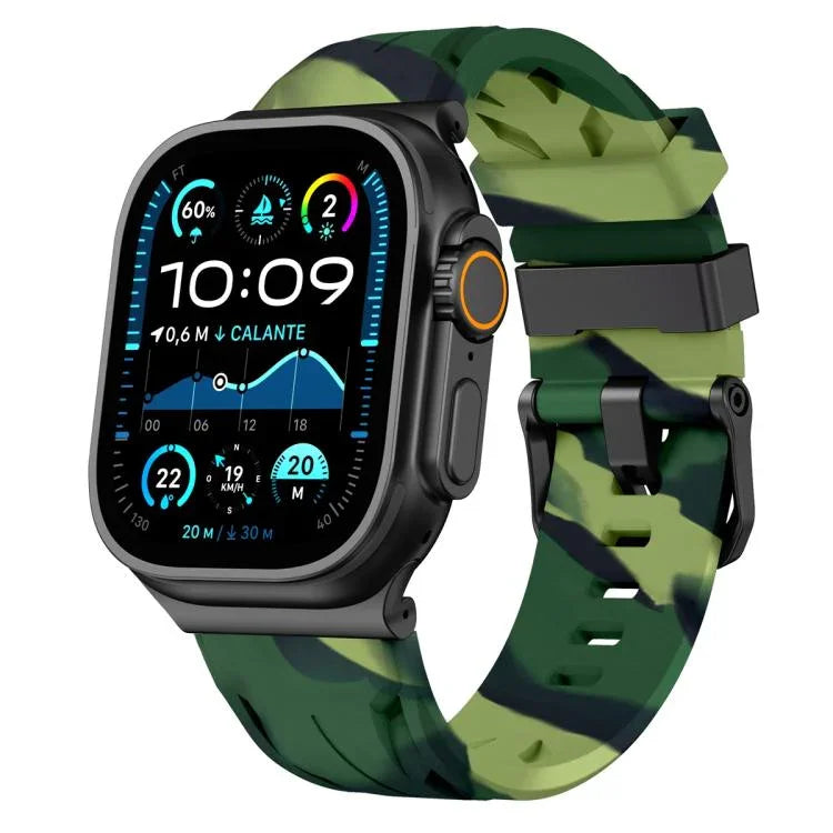 ブラックピンバックル シリコンウォッチバンド、Apple Watch 46mm / 49mm / 45mm / 44mm用、Apple Watch 42mm / 41mm / 40mm / 38mm用